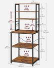 Kitchen Storage Rack – Steel – Heather Greige and Ink Black – 6 Shelves and 6 Hooks