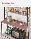 Kitchen Storage Rack – Steel – Heather Greige and Ink Black – 6 Shelves and 6 Hooks, Industrial Style