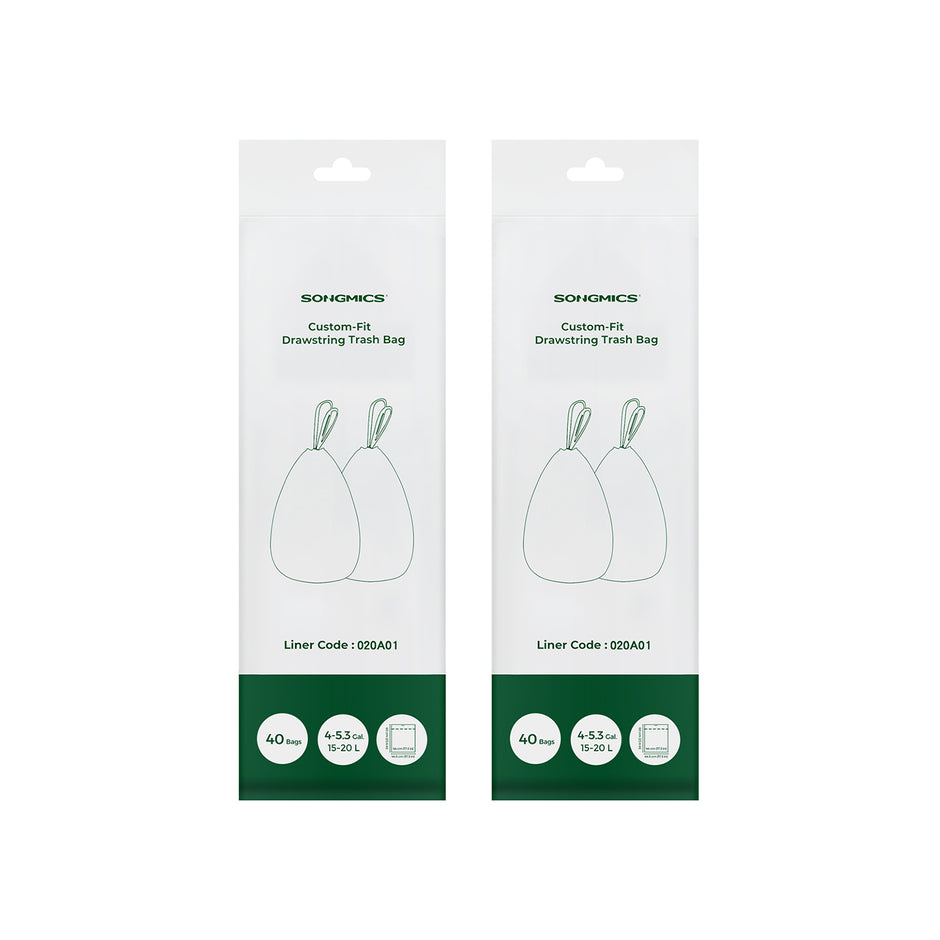 Bin Liners – Plastic – White – Drawstring – 80 Pieces for 15-20L Kitchen Bins