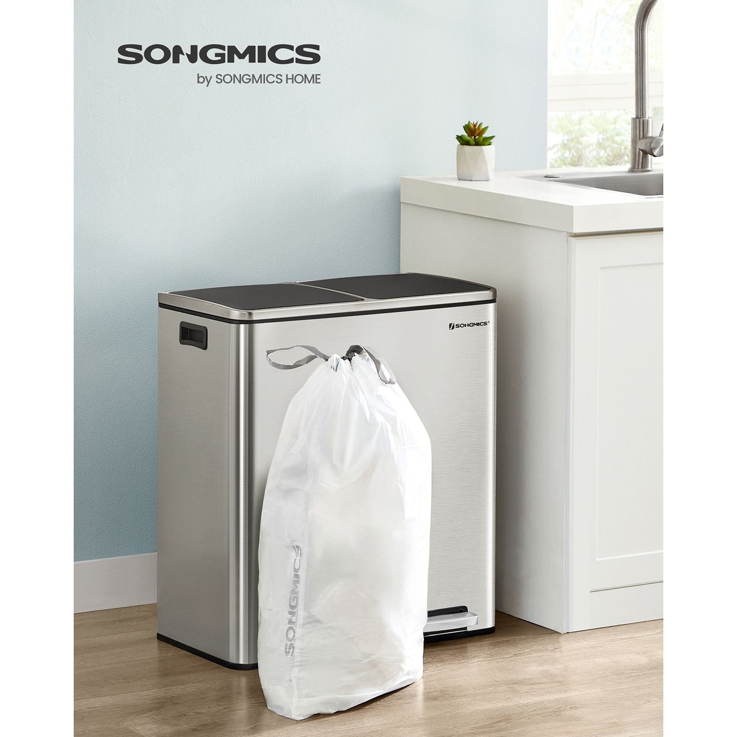 Heavy-Duty Drawstring Bin Bags – Plastic – White – Watertight, 180 Pieces (8-Gallon / 30L)