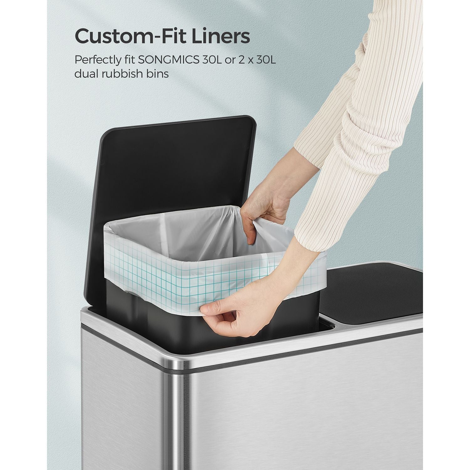 Heavy-Duty Drawstring Bin Bags – Plastic – White – Watertight, 180 Pieces (8-Gallon / 30L)