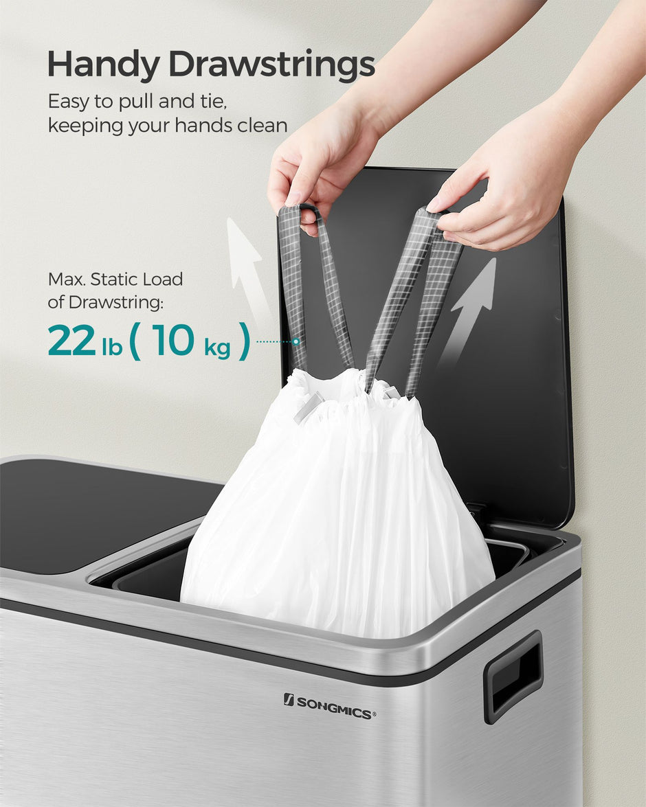 Heavy-Duty Drawstring Bin Bags – Plastic – White – Watertight, 180 Pieces (8-Gallon / 30L)