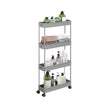 Slide Out Storage Trolley – Metal – White – 4-Tier Rolling Cart with Wheels