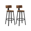 Set of 2 Industrial Bar Stools – Steel – Rustic Brown and Black – Backrests, Heavy-Duty Frame