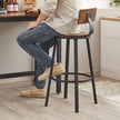 Set of 2 Industrial Bar Stools – Steel – Rustic Brown and Black – Backrests, Heavy-Duty Frame