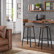 Set of 2 Industrial Bar Stools – Steel – Rustic Brown and Black – Backrests, Heavy-Duty Frame