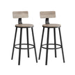 Set of 2 Industrial Bar Stools – Steel – Rustic Brown and Black – Backrests, Heavy-Duty Frame