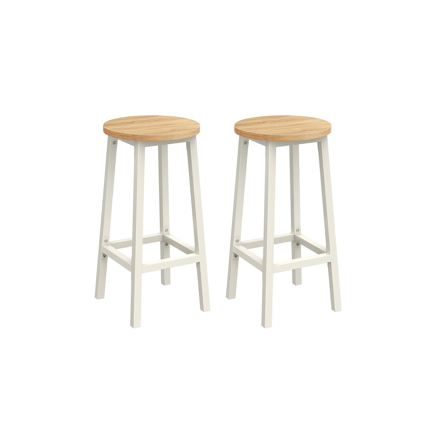 Set of 2 Kitchen Stools – Metal Frame – Greige and Black – Easy to Assemble