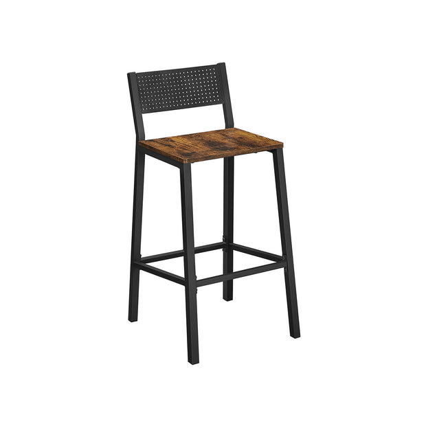 Set of 2 Kitchen Bar Stools – Oak – Beige and White – Industrial Style