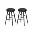 Bar Stools Set of 2 – Synthetic Leather – Black – 63 cm Tall with Easy Assembly