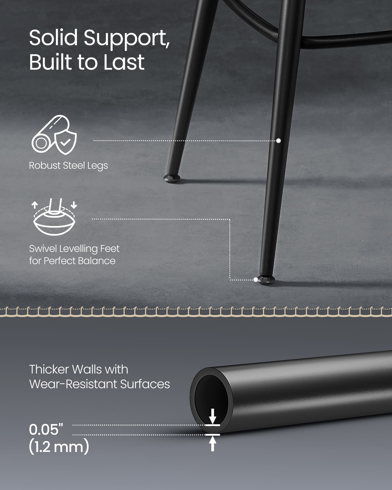 Swivel Bar Stools Set of 2 – Synthetic Leather – Caramel Brown – 360° Design