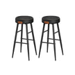 Bar Stools Set of 2 – Synthetic Leather – Black – 63 cm Tall with Easy Assembly