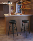 Bar Stools Set of 2 – Synthetic Leather – Black – 63 cm Tall with Easy Assembly