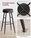 Bar Stools Set of 2 – Synthetic Leather – Black – 63 cm Tall with Easy Assembly