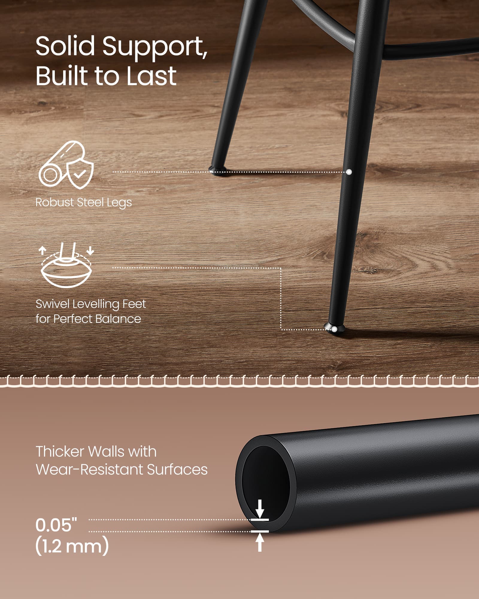 Bar Stools – Synthetic Leather – Caramel Brown – 360° Swivel, Set of 2