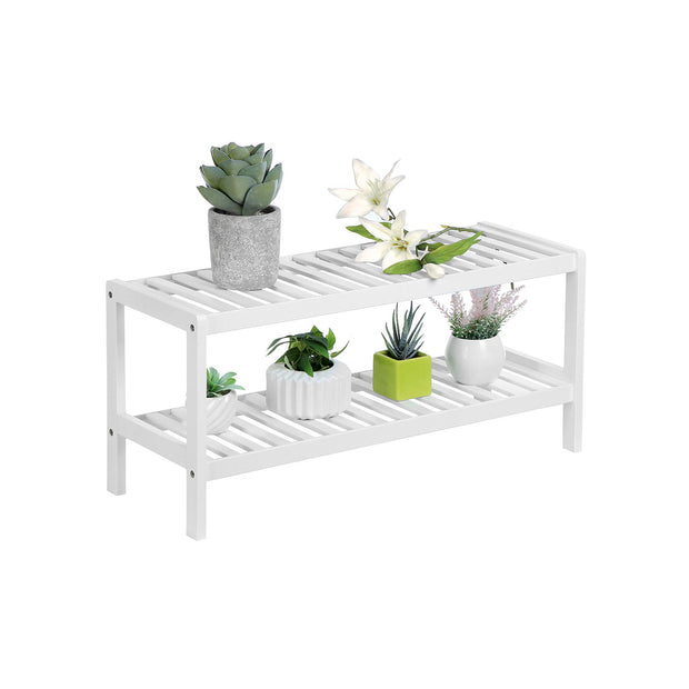 2-Tier Rack – Bamboo – Natural Finish – Versatile Storage Shelf