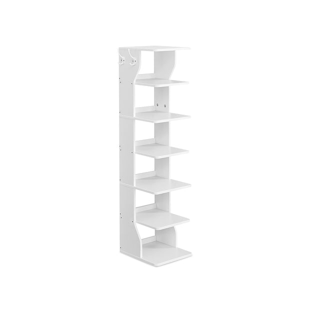 Shoe Rack – Engineered Wood – Neutral Color – 6-Tier Narrow Design for Small Spaces