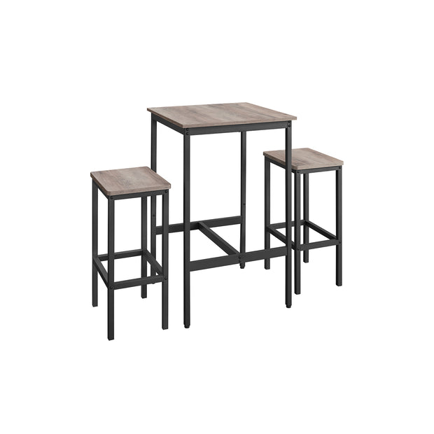 Dining Table and Chairs Set – Wood and Metal – Rustic Brown and Black – Compact Design