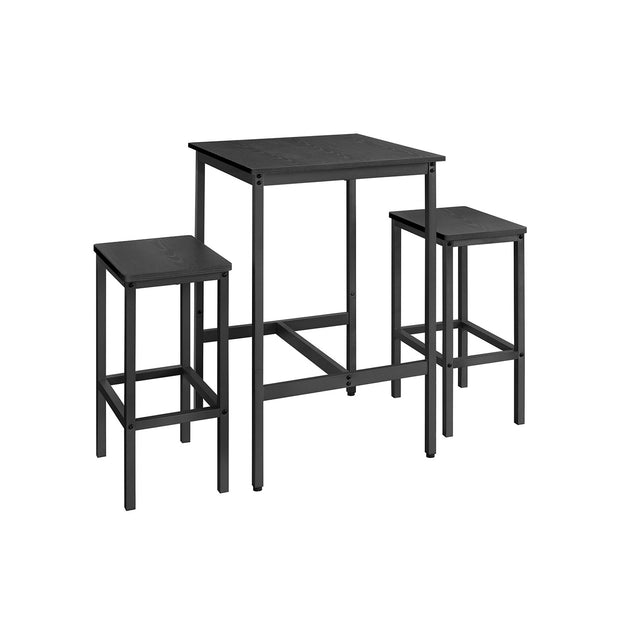 Dining Table and Chairs Set – Wood and Metal – Rustic Brown and Black – Compact Design