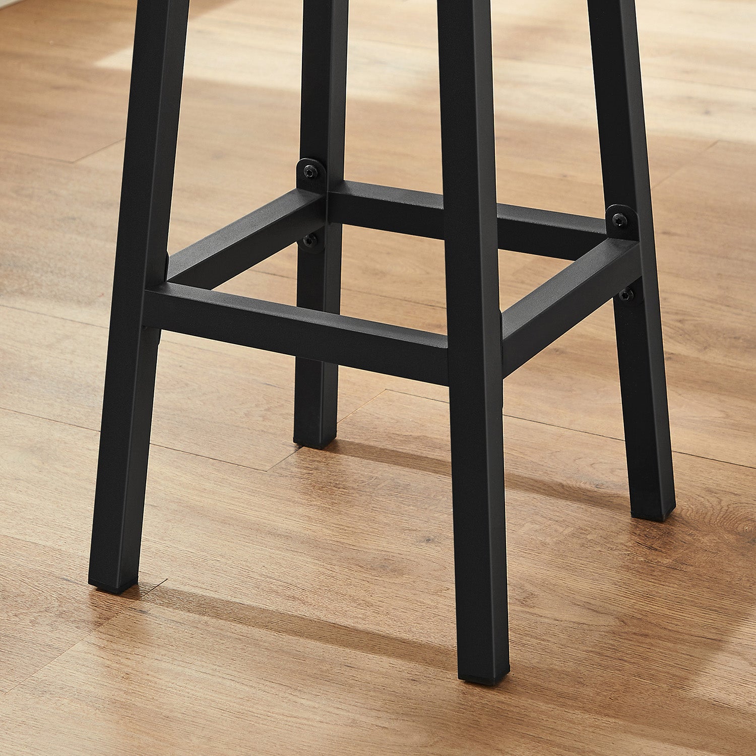 Set of 2 Kitchen Stools – Metal Frame – Greige and Black – Easy to Assemble