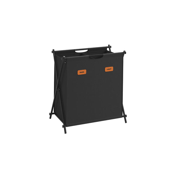 Laundry Hamper – Fabric – Ink Black – 115 L Capacity with 2 Sections and Collapsible X-Frame