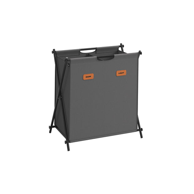 Laundry Hamper – Fabric – Ink Black – 115 L Capacity with 2 Sections and Collapsible X-Frame