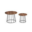 Set of 2 Round Side Tables – Steel Frame – Rustic Brown – Modern Style