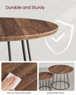 Set of 2 Round Side Tables – Steel Frame – Rustic Brown – Modern Style