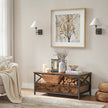 Coffee Table – Wood and Steel – Rustic Brown and Black – Industrial Style with Drawers and Open Storage Shelf