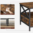Coffee Table – Wood and Steel – Rustic Brown and Black – Industrial Style with Drawers and Open Storage Shelf