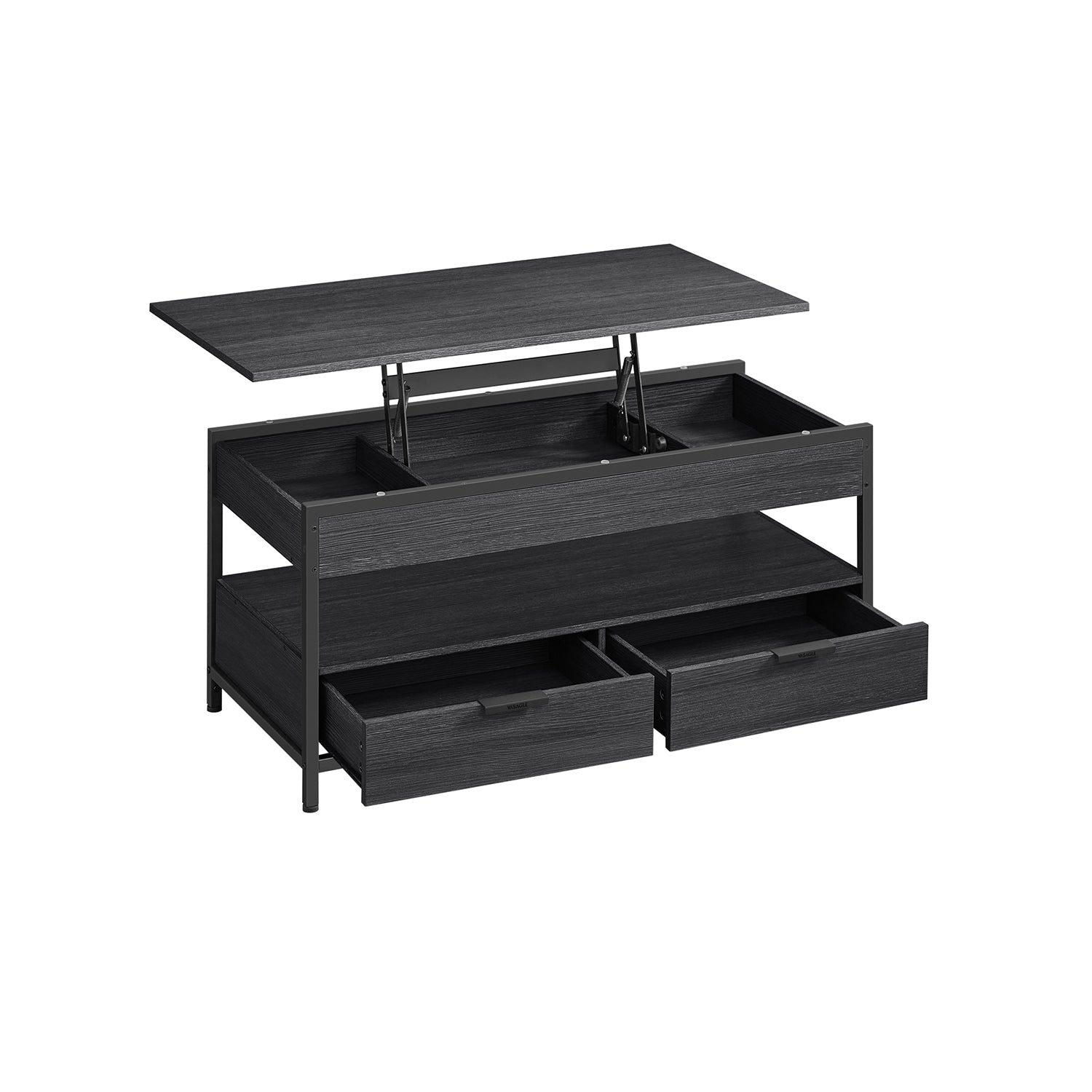 Lift Top Coffee Table – Wood – Brown – Storage Drawers and Hidden Compartments