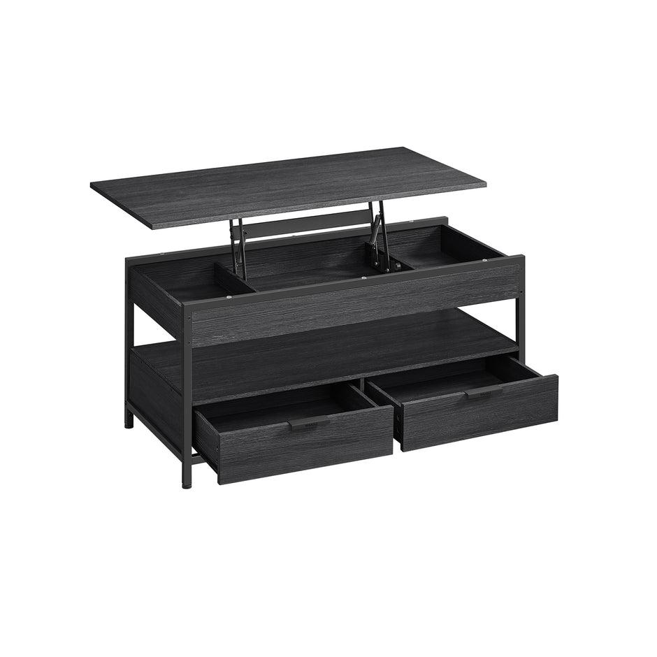 Lift Top Coffee Table – Wood – Brown – Storage Drawers and Hidden Compartments