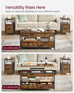 Lift Top Coffee Table – Wood – Brown – Storage Drawers and Hidden Compartments