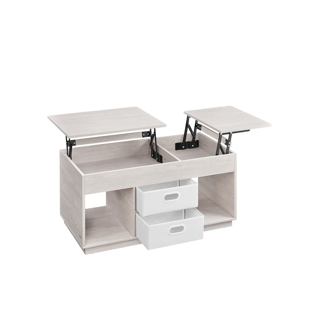Lift Top Coffee Table – Wood – Ash Brown – With 2 Drawers and Hidden Compartments