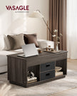 Lift Top Coffee Table – Wood – Ash Brown – With 2 Drawers and Hidden Compartments