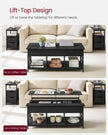 Lift-Top Coffee Table – Wood – Natural Finish – Open and Hidden Storage with X-Shaped Design