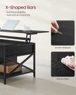 Lift-Top Coffee Table – Wood – Natural Finish – Open and Hidden Storage with X-Shaped Design