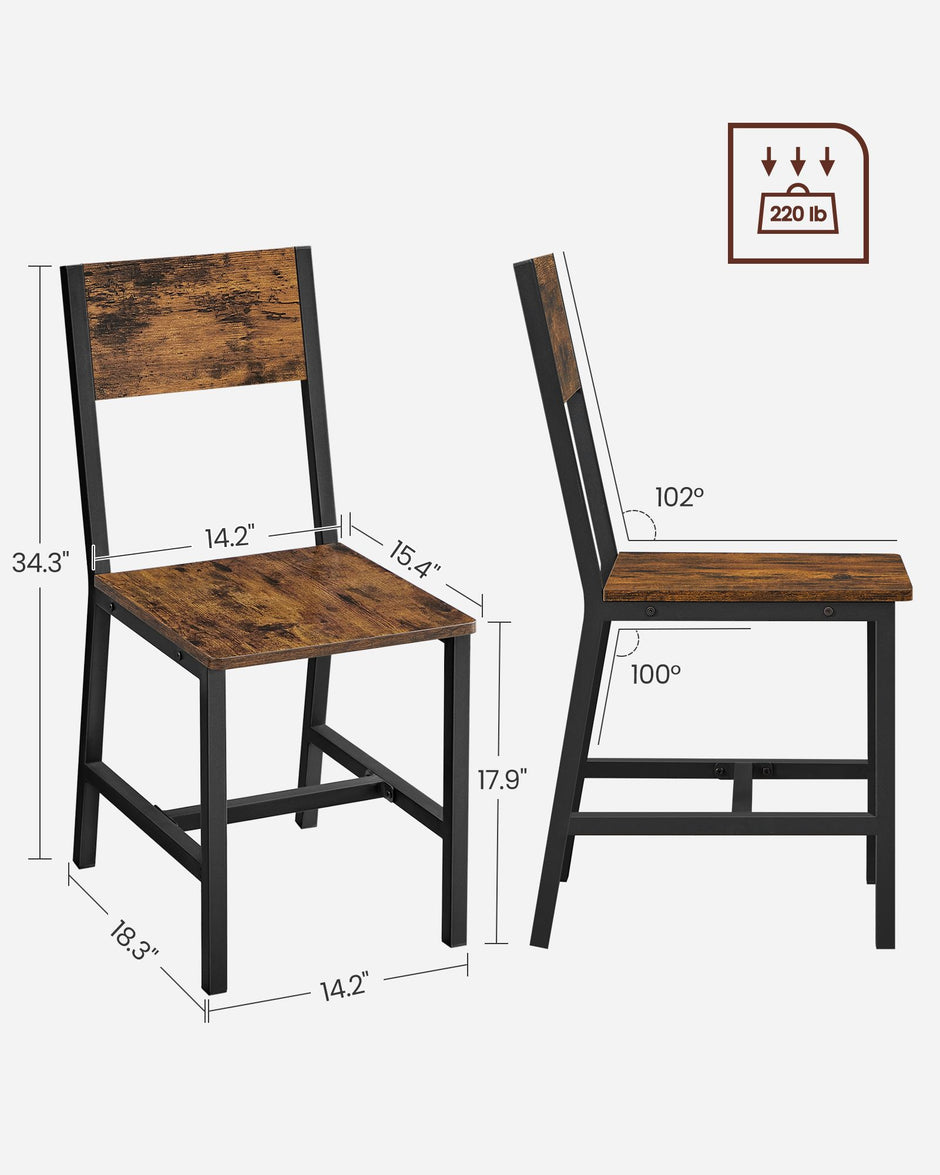 Dining Chair Set of 2 – Steel Frame – Industrial Style – Versatile for Dining Room, Living Room, Kitchen
