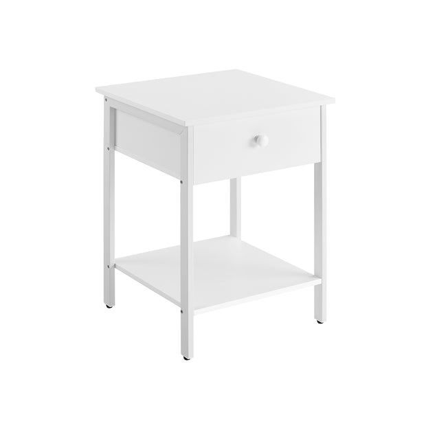 Nightstand – Steel Frame – Hazelnut Brown and Black – With Drawer and Shelf