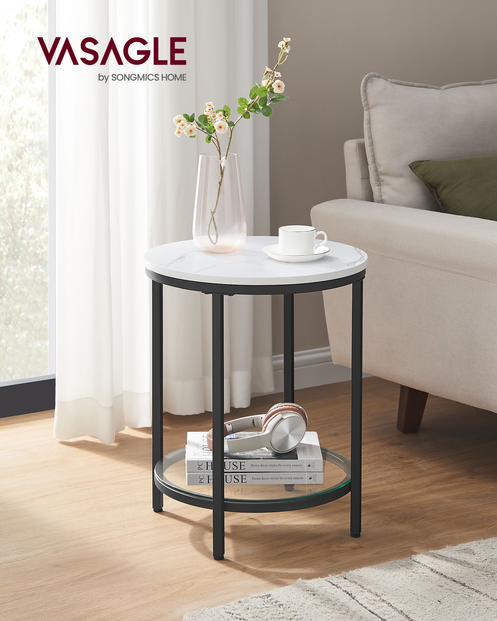 Coffee Table – Particleboard and Glass – Modern Minimalist – 2-Tier Design