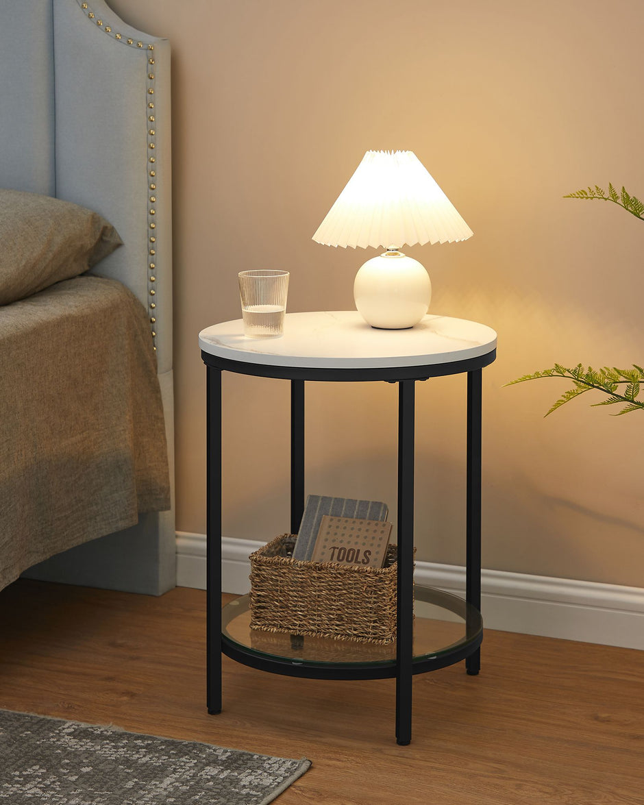Coffee Table – Particleboard and Glass – Modern Minimalist – 2-Tier Design