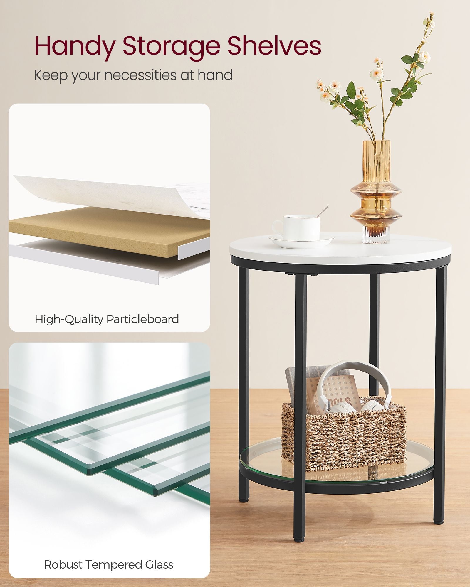 Coffee Table – Particleboard and Glass – Modern Minimalist – 2-Tier Design