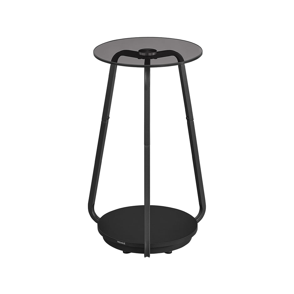 2-Tier Round Side Table – Glass and Particleboard – Marble White – Modern Design for Living Room and Bedroom