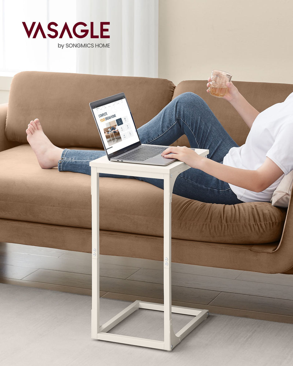 C-Shaped Side Table – Metal Frame – Industrial Style – Versatile for Living Room or Bedroom