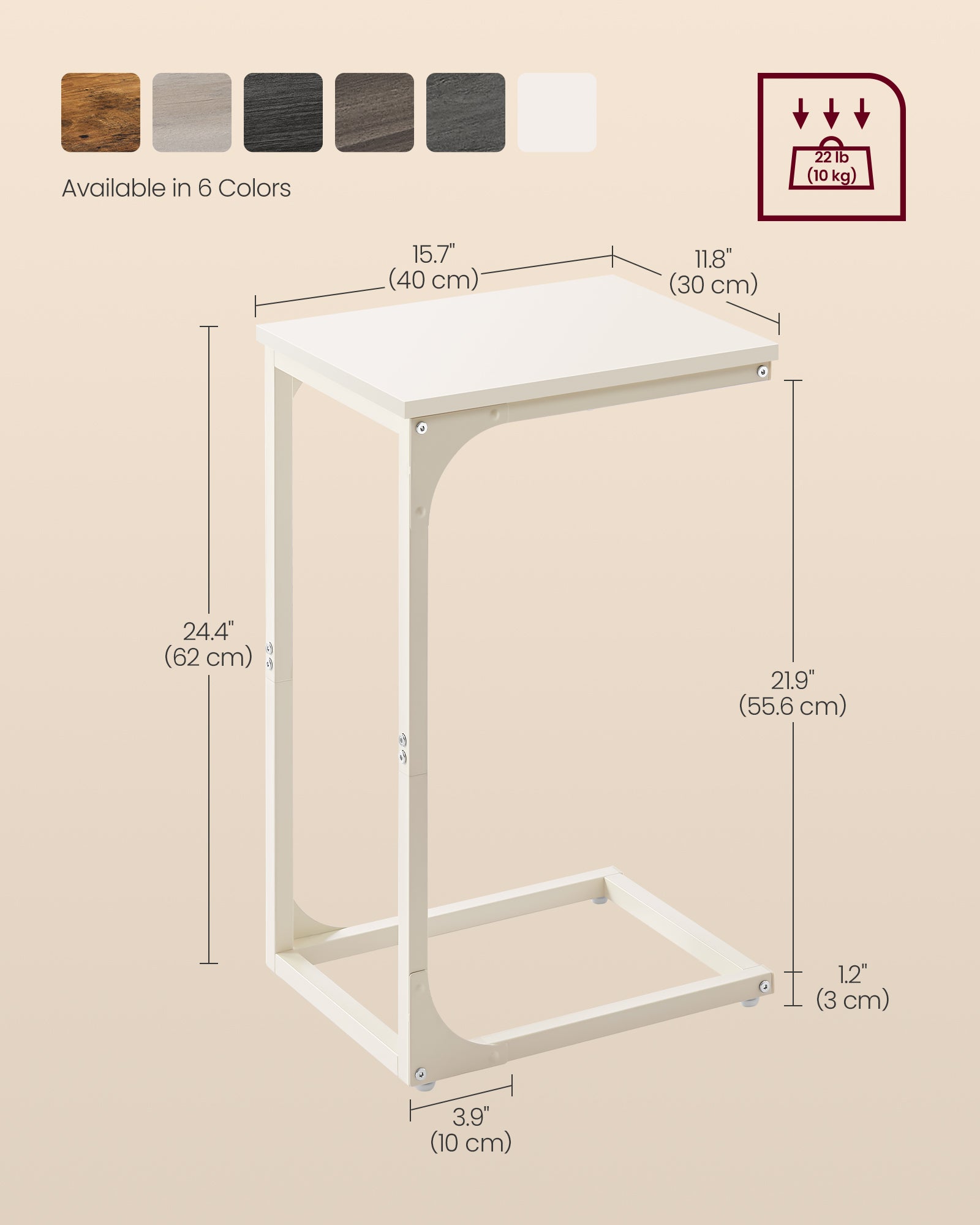 C-Shaped Side Table – Metal Frame – Industrial Style – Versatile for Living Room or Bedroom