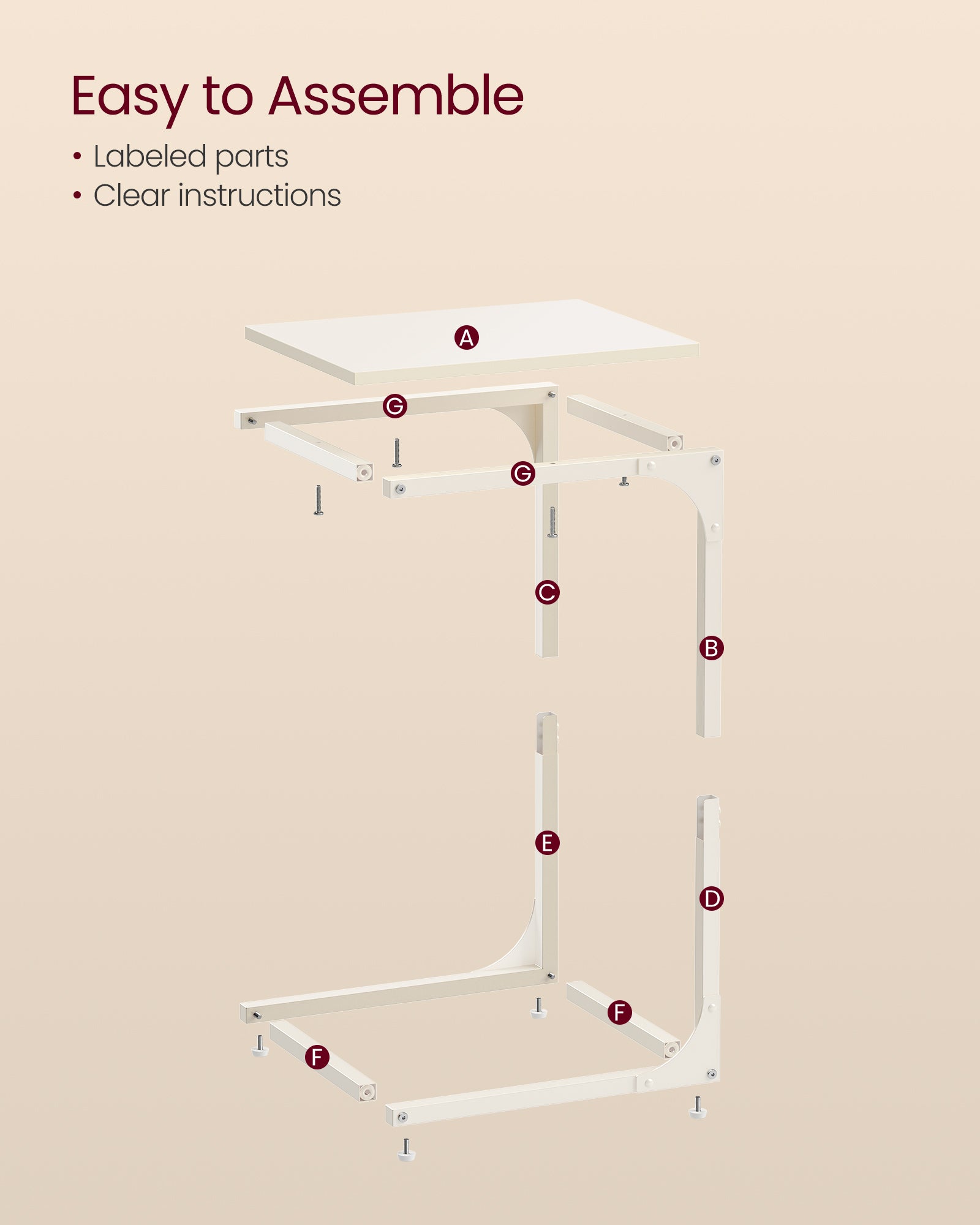 C-Shaped Side Table – Metal Frame – Industrial Style – Versatile for Living Room or Bedroom