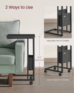 C-Shaped Bedside Table – Wood – Ebony Black – With Fabric Storage Bag and Adjustable Feet