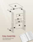 C-Shaped Bedside Table – Wood – Ebony Black – With Fabric Storage Bag and Adjustable Feet