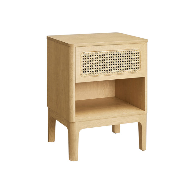 Rattan Bedside Table – Natural – Modern Design with Drawer for Living Room and Bedroom Storage