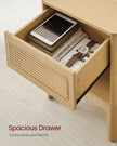 Rattan Bedside Table – Natural – Modern Design with Drawer for Living Room and Bedroom Storage